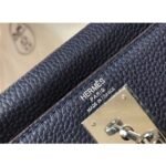 herm kelly 28cm bag in dark blue clemence leather phw