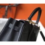 herm kelly 28cm bag in black clemence leather ghw