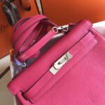 herm kelly 28cm bag in rose red clemence leather phw