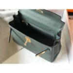 herm kelly 28cm bag in vert amande clemence leather ghw