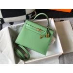 herm kelly 28cm bag in vert criquet epsom leather ghw