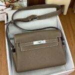 HERM Kelly Messenger Bag in Taupe Clemence Leather