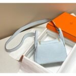 HERM Lindy Mini Bag In Blue Brume Clemence Leather GHW - 图片 3
