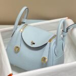 HERM Lindy Mini Bag In Blue Brume Clemence Leather GHW