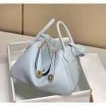 HERM Lindy 26cm Bag In Blue Brume Clemence Leather GHW - 图片 2