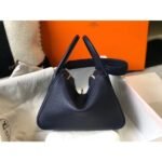 HERM Lindy 26cm Bag In Navy Blue Clemence Leather GHW - 图片 2