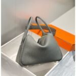 HERM Lindy 26cm Bag In Gris Meyer Clemence Leather GHW - 图片 4