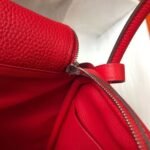 HERM Lindy 26cm Bag In Red Clemence Leather PHW - 图片 8