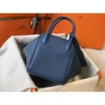 HERM Lindy 30cm Bag In Blue Agate Clemence Leather PHW - 图片 3
