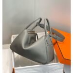 HERM Lindy 30cm Bag In Gris Meyer Clemence Leather GHW - 图片 4