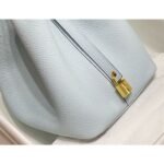 HERM Picotin Lock 18 Bag In Blue Brume Clemence Leather - 图片 4