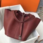 HERM Picotin Lock 18 Bag In Bordeaux Clemence Leather