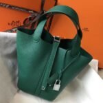 HERM Picotin Lock 18 Bag In Vert Vertigo Clemence Leather