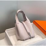 HERM Picotin Lock 18 Bag In Mauve Pale Clemence Leather - 图片 2