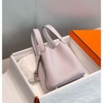 HERM Picotin Lock 18 Bag In Mauve Pale Clemence Leather - 图片 3