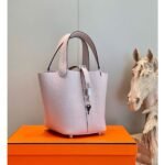 HERM Picotin Lock 18 Bag In Mauve Pale Clemence Leather - 图片 4