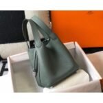 HERM Picotin Lock 18 Bag In Vert Amande Clemence Leather - 图片 2