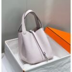 HERM Picotin Lock 22 Bag In Mauve Pale Clemence Leather - 图片 2