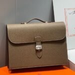 HERM Sac a Depeches 38 Briefcase in Taupe Clemence Leather