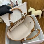 HERM Steeple 25 Bag in H Plume Canvas with Clic Clac Panoplie Equestre - 图片 6