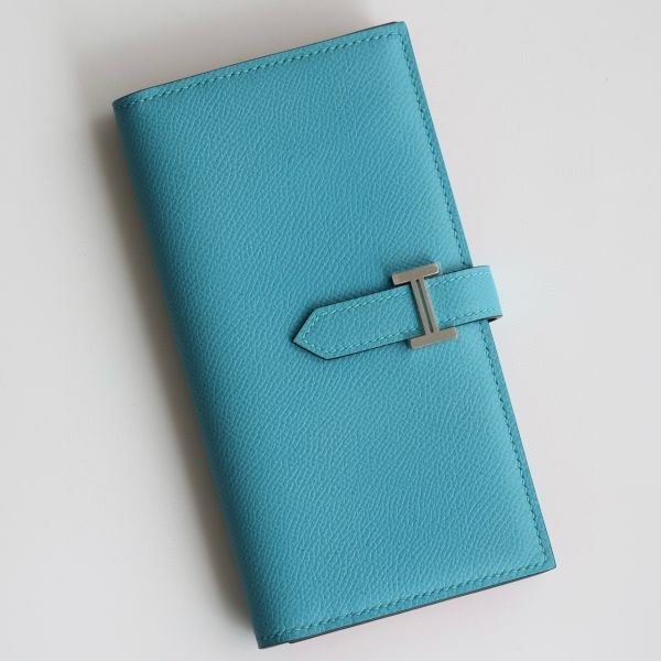 hwb6epnr.jpg HERM Bearn Verso Long Wallet in Blue du Nord Epsom Calfskin - 图片 1