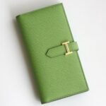 HERM Bearn Long Handmade Wallet in Vert Criquet Epsom Calfskin