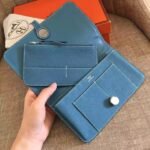 HERM Dogon Duo Wallet In Blue Jean Leather - 图片 3