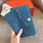 HERM Dogon Duo Wallet In Blue Jean Leather - 图片 6