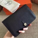 HERM Dogon Duo Wallet In Black Clemence Leather