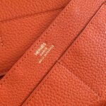 HERM Dogon Duo Wallet In Orange Clemence Leather - 图片 7