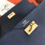 herm kelly classic long wallet in navy epsom leather