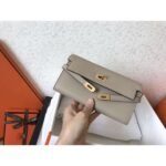 herm kelly classic long wallet in grey epsom leather