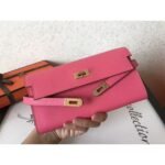 herm kelly classic long wallet in pink epsom leather