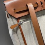 herbag a dos zip retourne backpack 29 in off white canvas and brown calfskin