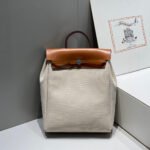 herbag a dos zip retourne backpack 29 in off white canvas and brown calfskin
