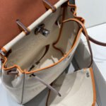 herbag a dos zip retourne backpack 29 in off white canvas and brown calfskin