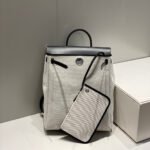 herbag a dos zip retourne backpack 29 in off white canvas and black calfskin
