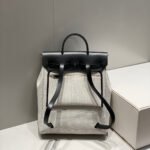 herbag a dos zip retourne backpack 29 in off white canvas and black calfskin