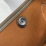 garden party 30cm in brown toilets cotton canvas and togo etoupe calfskin