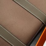 garden party 30cm in brown toilets cotton canvas and togo etoupe calfskin