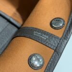 garden party 30cm in blue toilets cotton canvas and black calfskin