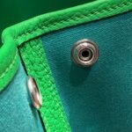 garden party 30cm in cadmium green toilets cotton canvas and green calfskin