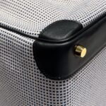 quadrille birkin 30cm in black swift calfskin white blue pink plaid toile canvas