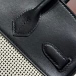 quadrille birkin 30cm in black swift calfskin white black plaid toile canvas