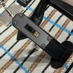 birkin shoulder 29 in black calfskin cru/noir/fauve/noir/bleu zanzibar embroidery plaid canvas