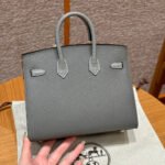 birkin faubourg touch 20 in dove gray calfskin with silver hardware
