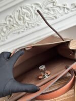 zip cabine 31 bag in chocolate brown canvas and bronze brown calfskin