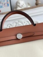 zip cabine 31 bag in white cream canvas and bronze brown calfskin