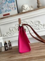 zip cabine 31 bag in fuchsia pink canvas and bronze brown calfskin