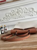 zip cabine 31 bag in pale gray canvas and bronze brown calfskin